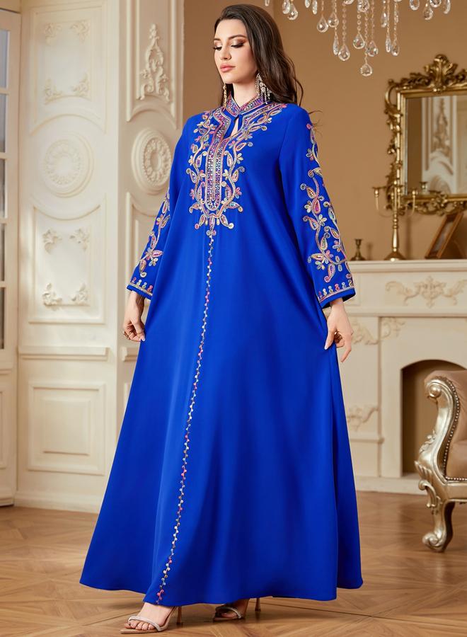 Take Two Women Embroidered Notch Neck Jalabiya - Image 1