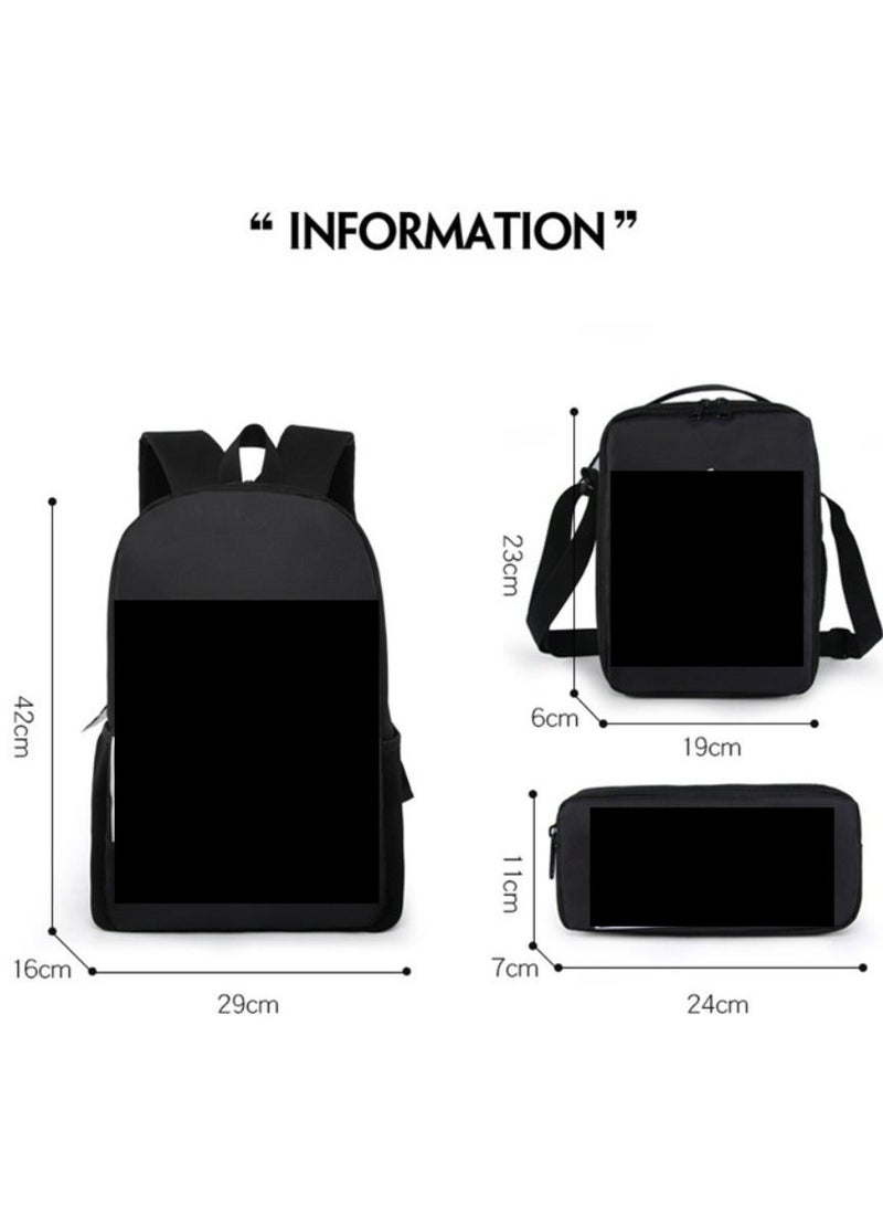 MINECRAFT Digital Printing Large Capacity Backpack Three piece Set Lunch Bag Pen Bag Polyester Comfortable Load Reducing Backpack for Students and Children Unisex - Image 2