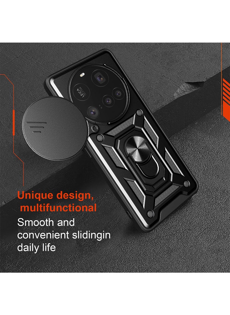 Case for Xiaomi 15 Ultra 5G /  Mi 15 Ultra with Sliding Camera Cover, Kickstand, PC+TPU Dual-Layer Back Cover,Black - Image 4