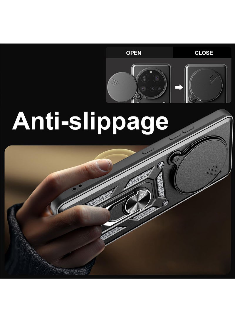 Case for Xiaomi 15 Ultra 5G /  Mi 15 Ultra with Sliding Camera Cover, Kickstand, PC+TPU Dual-Layer Back Cover,Black - Image 5