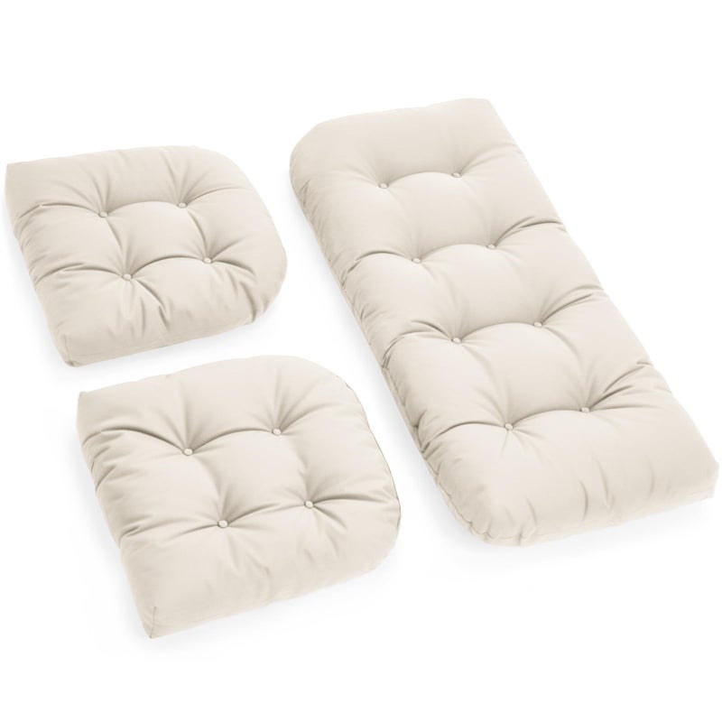 Tycdiose All Weather Outdoor Wicker Chair Cushions of 3 Pieces, Waterproof Outdoor Wicker Chair Cushion for Patio Furniture Loveseat Settee Bench, 1 Loveseat and 2 U-Shaped Thickened Cushions, Cream - Image 1
