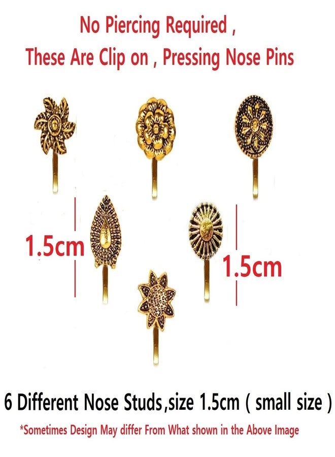 THANUS CRAFT THANU'S CRAFT Press on Nose pin Without Piercing Nose ring stud gold oxidised Jewellery For Ladies & Girls - Image 2