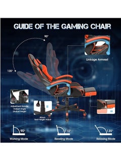 EMZJ LED Gaming Chair Ergonomic OfficeChair Racing Style High-Back Desktop PC Computer GamingChair Adjustable Height SwivelChair with Footrest, Headrest and Lumbar Support  - Image 2