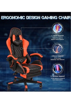 EMZJ LED Gaming Chair Ergonomic OfficeChair Racing Style High-Back Desktop PC Computer GamingChair Adjustable Height SwivelChair with Footrest, Headrest and Lumbar Support  - Image 5