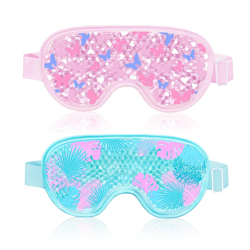 CONBELLA 2PCS Cooling Eye Mask Gel Eye Mask, Reusable Hot Cold Therapy cold eye mask for Post Surgery, Puffiness, Dark Circles, Eye Bags, Dry Eyes, Migraines with Soft Plush Backing (Heart+Snowflake) - Image 1