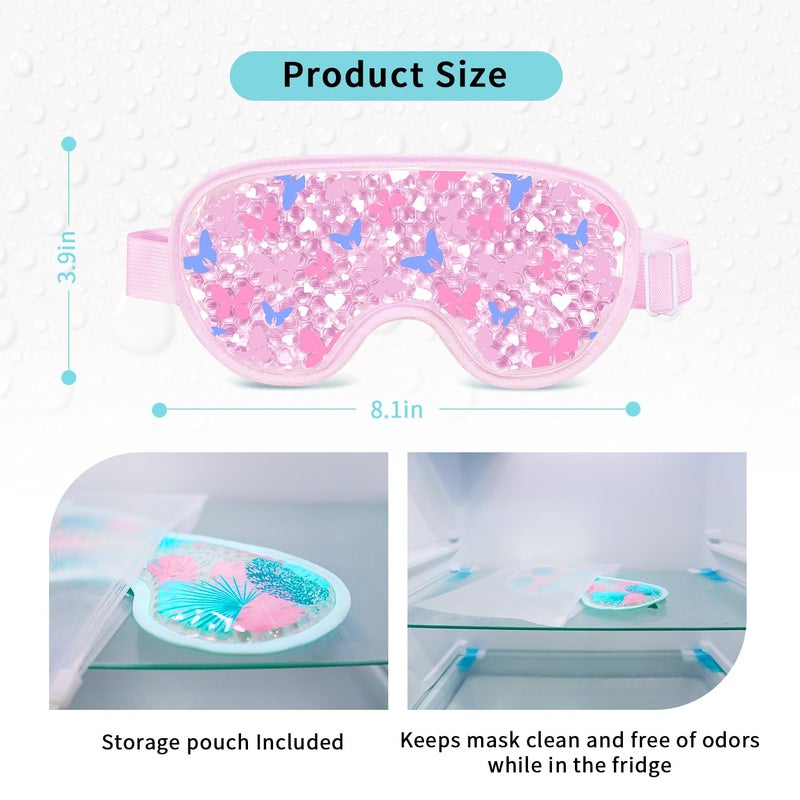 CONBELLA 2PCS Cooling Eye Mask Gel Eye Mask, Reusable Hot Cold Therapy cold eye mask for Post Surgery, Puffiness, Dark Circles, Eye Bags, Dry Eyes, Migraines with Soft Plush Backing (Heart+Snowflake) - Image 4