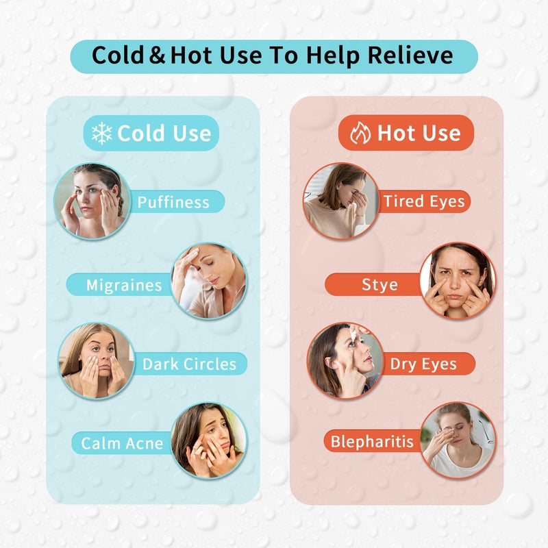 CONBELLA 2PCS Cooling Eye Mask Gel Eye Mask, Reusable Hot Cold Therapy cold eye mask for Post Surgery, Puffiness, Dark Circles, Eye Bags, Dry Eyes, Migraines with Soft Plush Backing (Heart+Snowflake) - Image 2