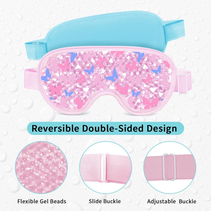 CONBELLA 2PCS Cooling Eye Mask Gel Eye Mask, Reusable Hot Cold Therapy cold eye mask for Post Surgery, Puffiness, Dark Circles, Eye Bags, Dry Eyes, Migraines with Soft Plush Backing (Heart+Snowflake) - Image 3