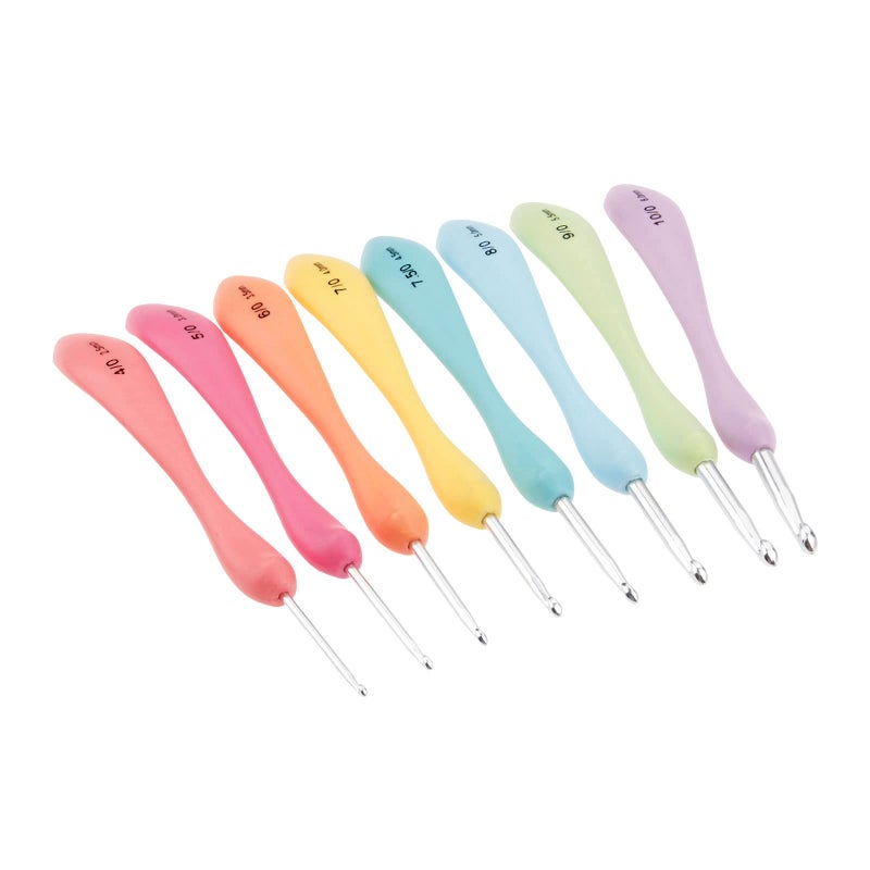 Crochet Hooks SetLarge Handle Ergonomic Grip Crochet Hook 8PCS Aluminum Smooth Knitting Hook Needles for Arthritic Hands