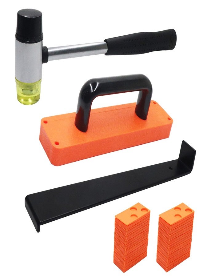 WHLLING Laminate/Vinyl Flooring Tools, WHLLING 43PC Laminate Wood Flooring Installation Kit- 40Pcs Floor Spacers, Heavy Duty Pull Bar and Rubber Mallet, Upgraded Tapping Block for Vinyl Plank Flooring - Image 1