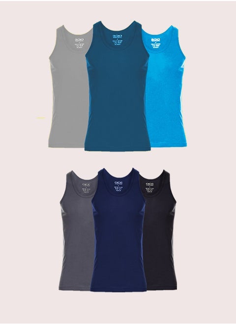 Set of 6 plain sleeveless colored undershirts