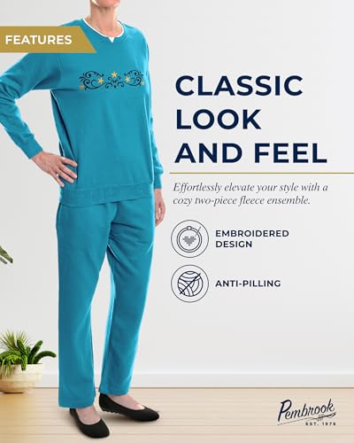 Pembrook Womens Sweat Suits Two-Piece - Ladies Sweatsuits Sets | Embroidered Fleece Sets for Women 2 Piece | Sweat Outfits for Older Women - Image 2