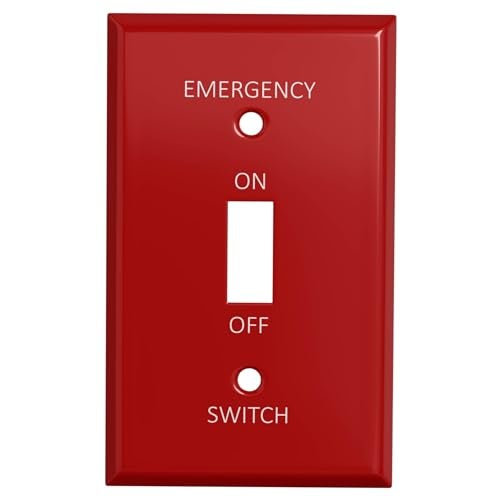 Hubbell TayMac WE-T 1-Gang Red Smooth Metal Standard Emergency Toggle Wall Plate WE-T, Outlet Cover Wall Plate with Screws, Light Switch Cover Plate for 1 Device - Image 1