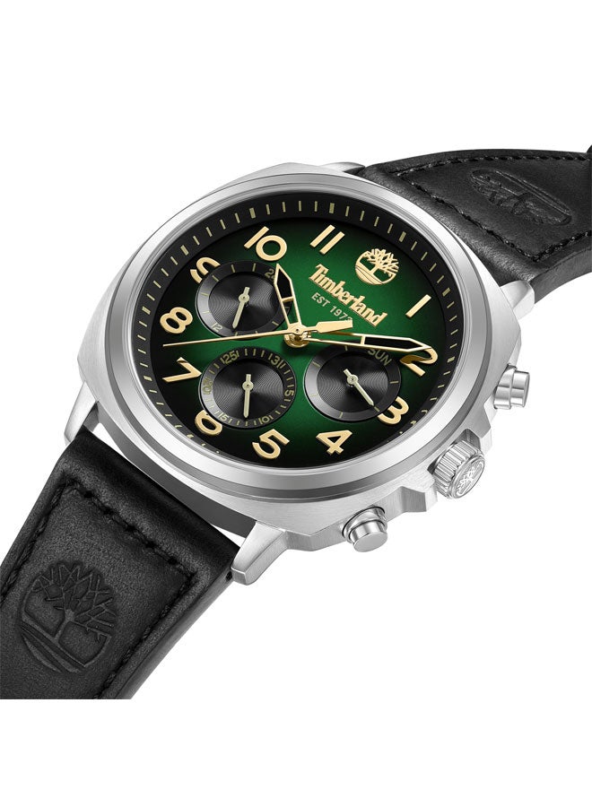 Timberland Men Williston-Small 43.5 mm Men's Multifunction Watch Green Dial  & Brown Leather Strap - Image 2