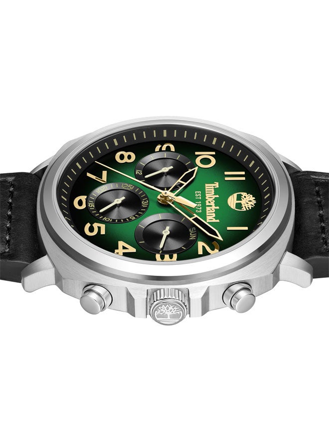 Timberland Men Williston-Small 43.5 mm Men's Multifunction Watch Green Dial  & Brown Leather Strap - Image 4