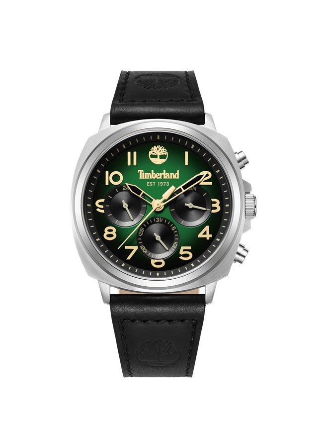 Timberland Men Williston-Small 43.5 mm Men's Multifunction Watch Green Dial  & Brown Leather Strap - Image 1
