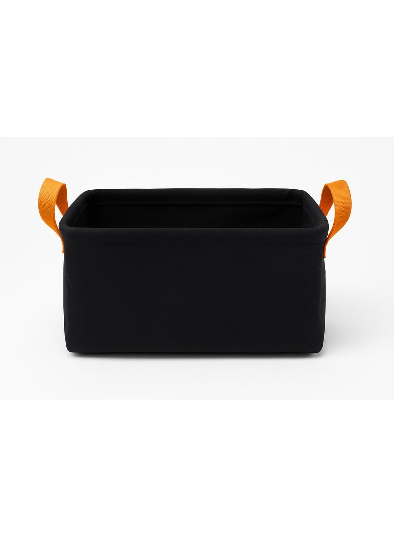 Fabric Organizer – Black Storage Box with Orange Handles - Image 2