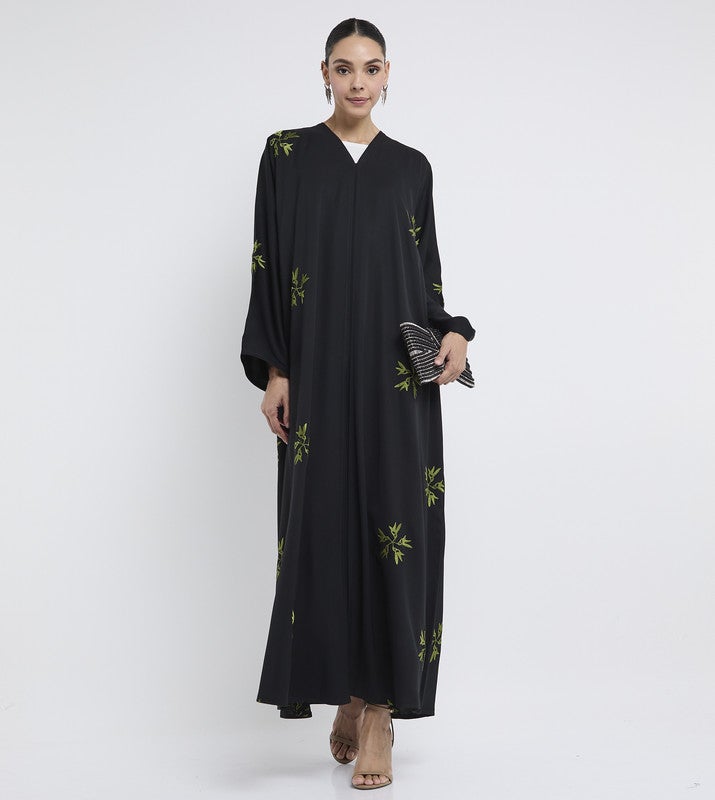 ROZA Black embroidered abaya - Image 1