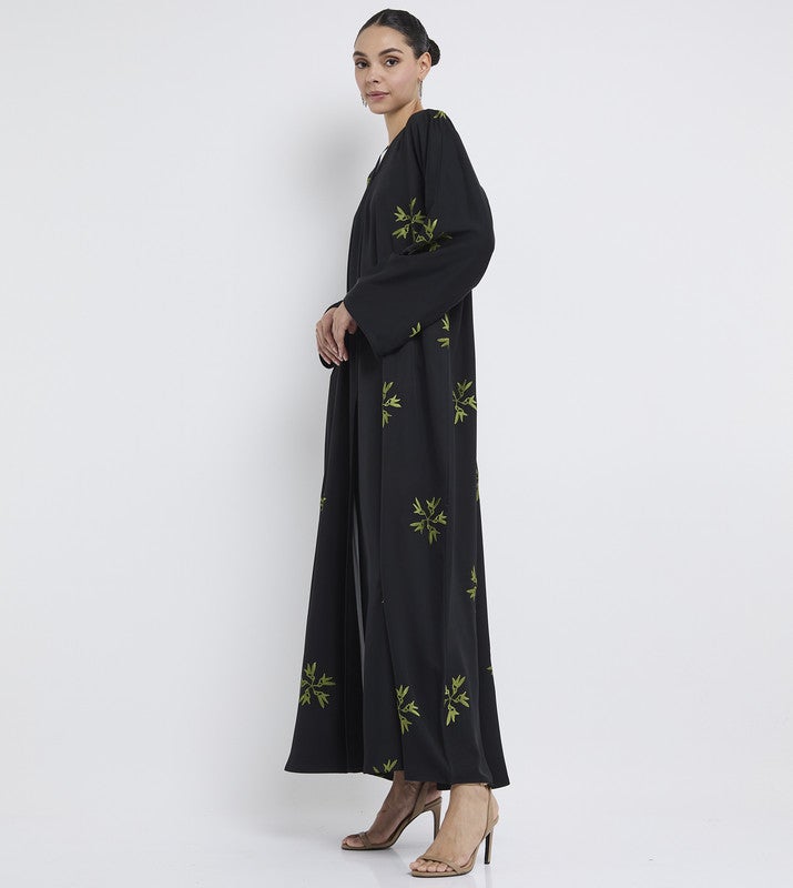ROZA Black embroidered abaya - Image 2