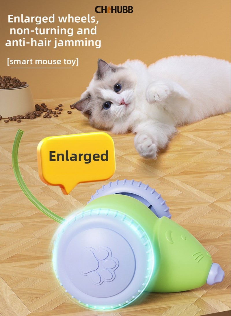 CHIHUBB Rechargeable Auto-Moving Cat Toy – White Electric Mouse Toy with Obstacle Avoidance, Indoor Interactive Pet Exercise Wheel for Kittens & Cats - Image 3