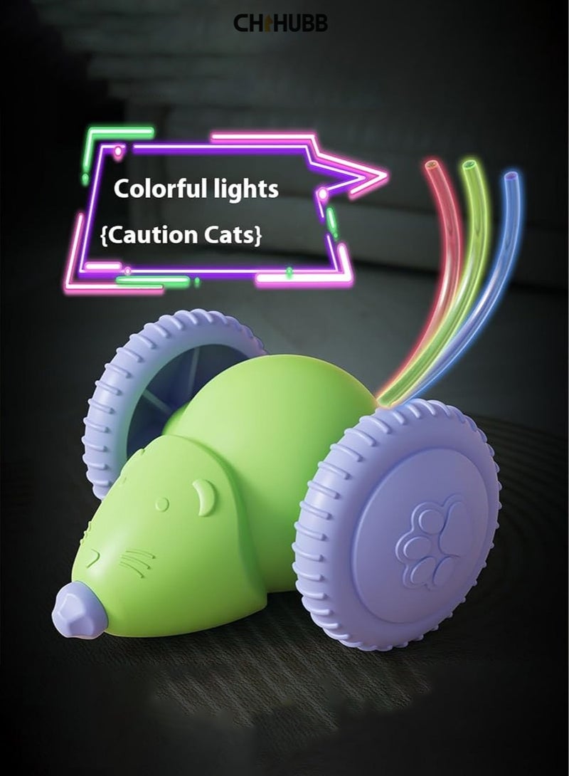 CHIHUBB Rechargeable Auto-Moving Cat Toy – White Electric Mouse Toy with Obstacle Avoidance, Indoor Interactive Pet Exercise Wheel for Kittens & Cats - Image 5
