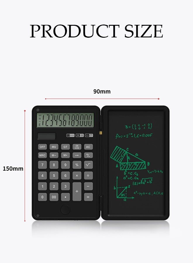 Generic Scientific Calculator, Foldable Portable Desktop Calculator with Erasable Writing Board 12 Digit LCD Display Physical Geometry for Students Teachers Office Business High School，Black  - Image 2
