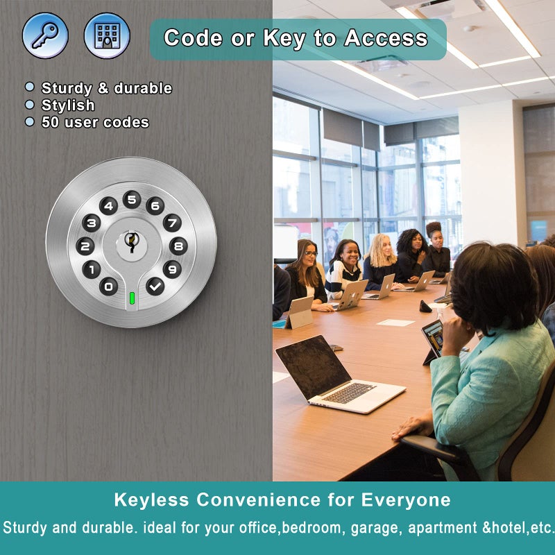 BOTHSTAR Keypad Door Knob with Key,Keyless Entry Door Lock, Code Locks Door Knob, Auto Lock,50 User Code, for Home,Office,Hotel,Bedroom,Garage,Not Deadbolt - Image 3