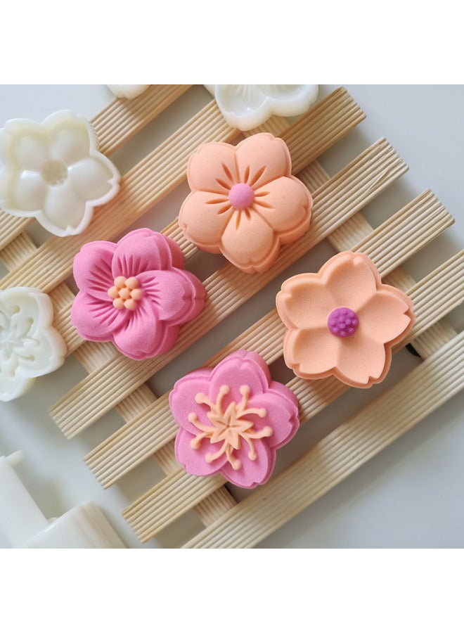 Cherry Blossom Cake Mold Three-dimensional Moon Cake Horseshoe Cake Mung Bean Cake Mold-Color:50g  (1 Mold 4 Pieces)