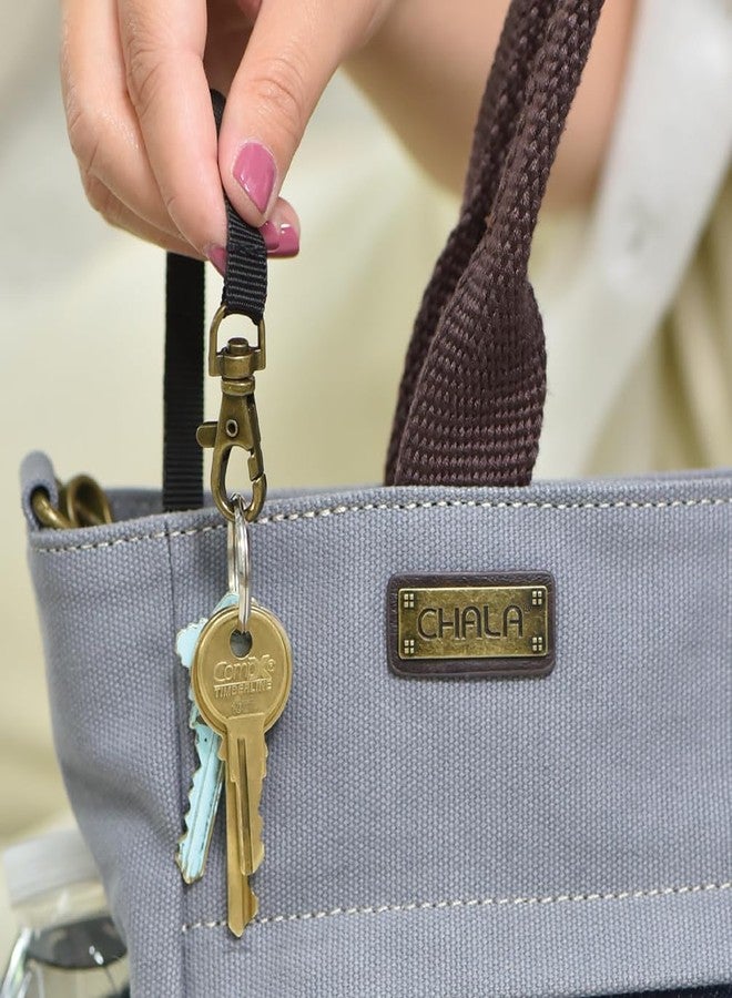 CHALA Multi Pocket Tote Shoulder Purse w/Detachable Crossbody Strap - dark gray - Image 2