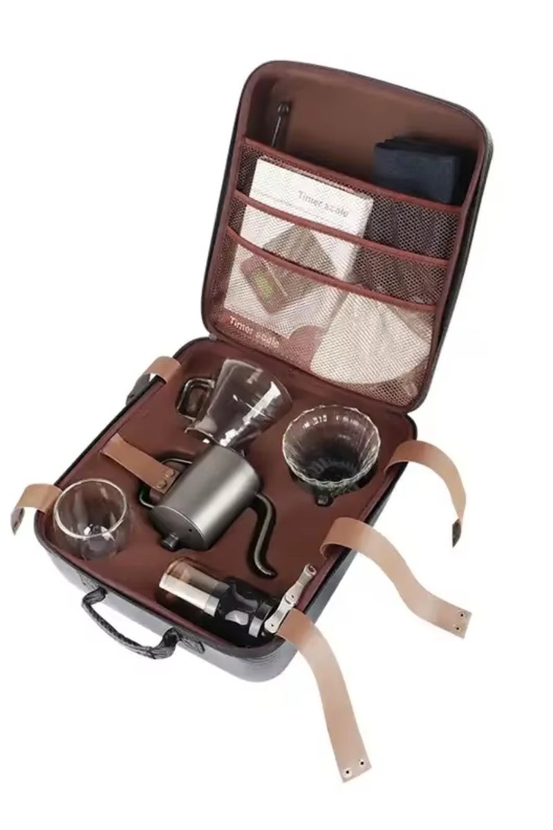 دينكس طقم قهوة يدوية دنكس 12 قطعة، مطحنة قهوة يدوية، طقم هدايا قهوة بالتنقيط للسفر في الهواء الطلق - Image 1