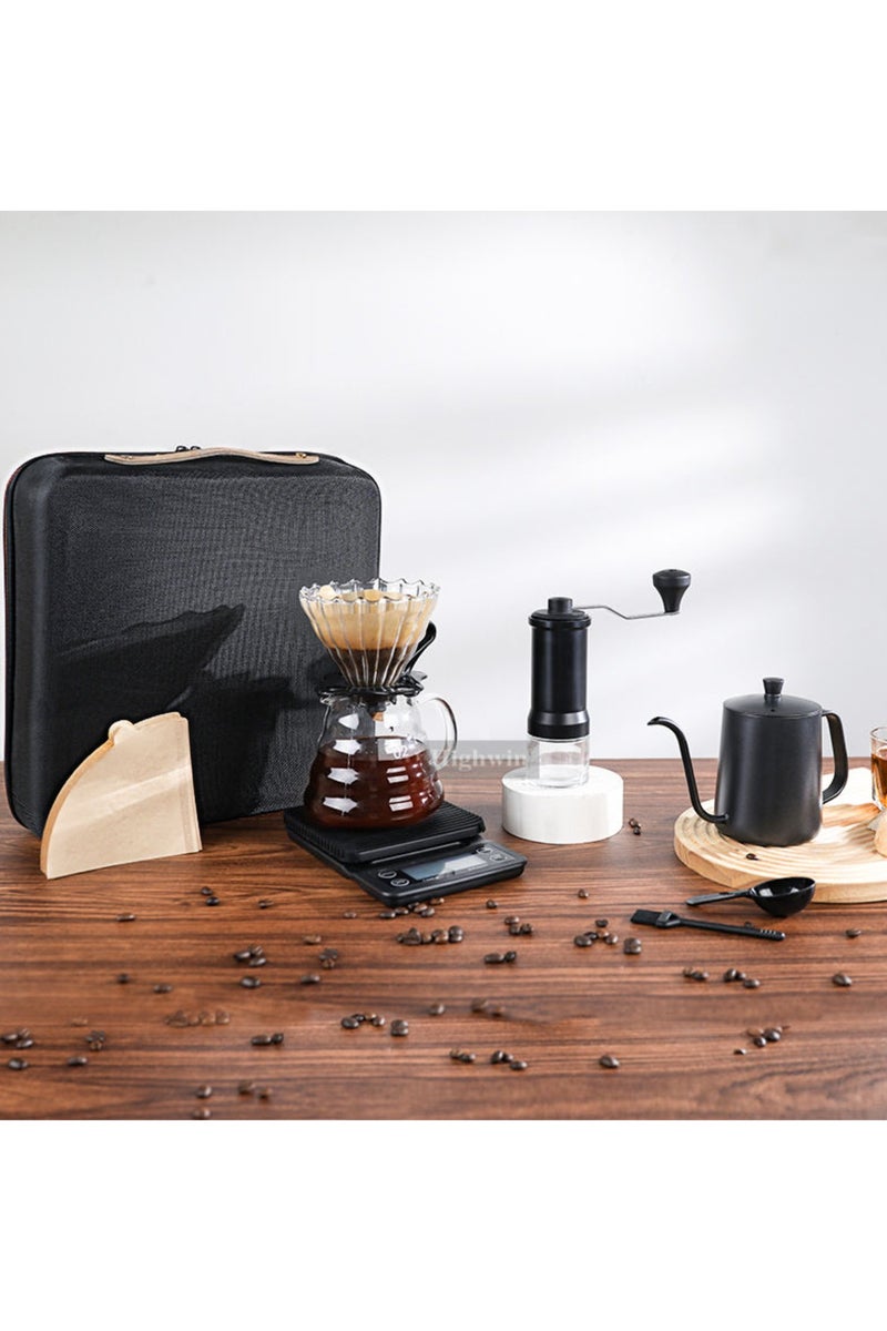 دينكس طقم قهوة يدوية دنكس 12 قطعة، مطحنة قهوة يدوية، طقم هدايا قهوة بالتنقيط للسفر في الهواء الطلق - Image 2