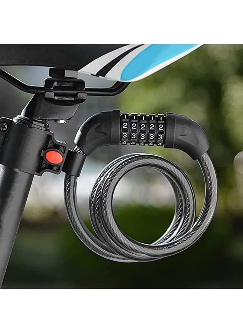 UREVO Resettable 5-Digit Combination Bike Lock Cable 1.2M Coil Password Anti-Theft Lock for Bicycles Scooters Everyday Outdoor Use - Image 3