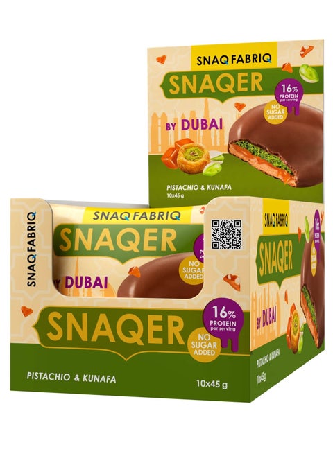 Snaqer Protein Cookie Pistachio & Kunafa Flavor by Dubai No Sugar Added 10x45g
