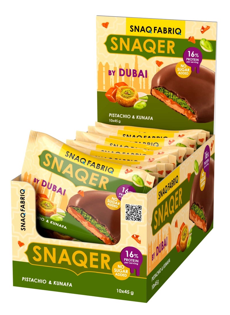 Snaqer Protein Cookie Pistachio & Kunafa Flavor by Dubai No Sugar Added 10x45g