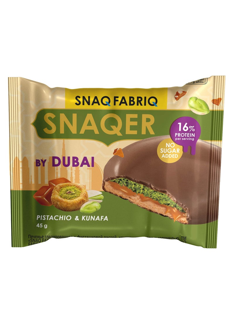 Snaqer Protein Cookie Pistachio & Kunafa Flavor by Dubai No Sugar Added 10x45g