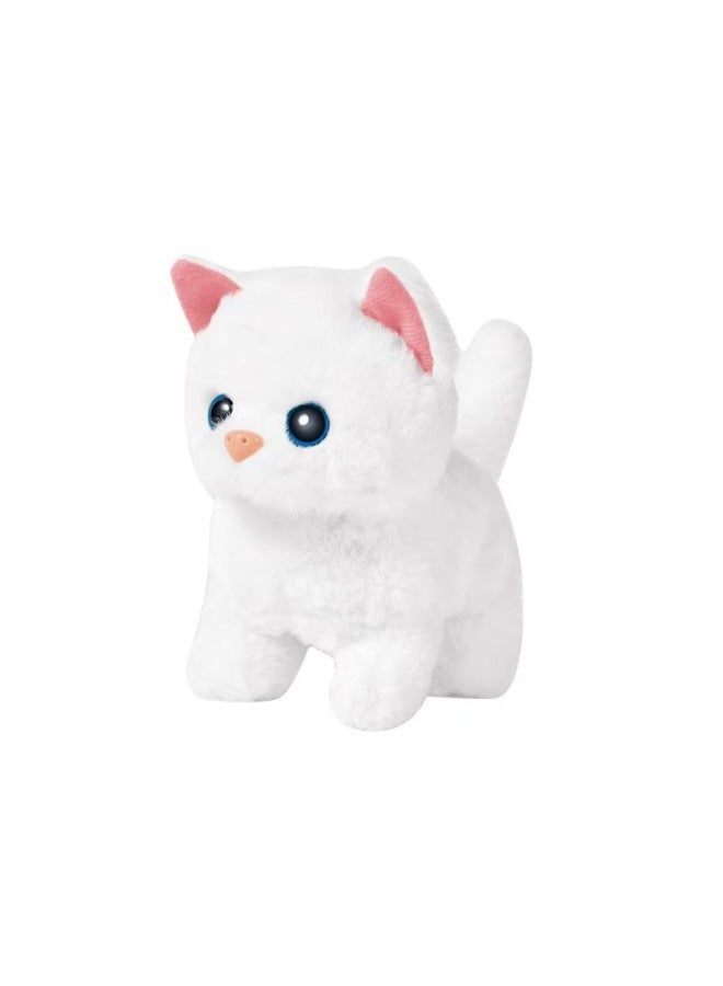 Electric Simulation Animal Plush Pet Dog Small White Rabbit Beating Sound Adorable Pet Teddy Dog Husky Tail Swing-Colors:Electric White Cat-Specifications:No Battery  - Image 1