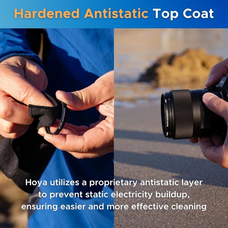 HOYA EVO Antistatic 37mm UV Filter — Camera Filters with 16-Layer SMC Coating, 3mm Thick, UV Optical Glass for Superior Resolution - Dust, Stain & Scratch-Resistant for Clear & Distortion-Free Images - Image 4