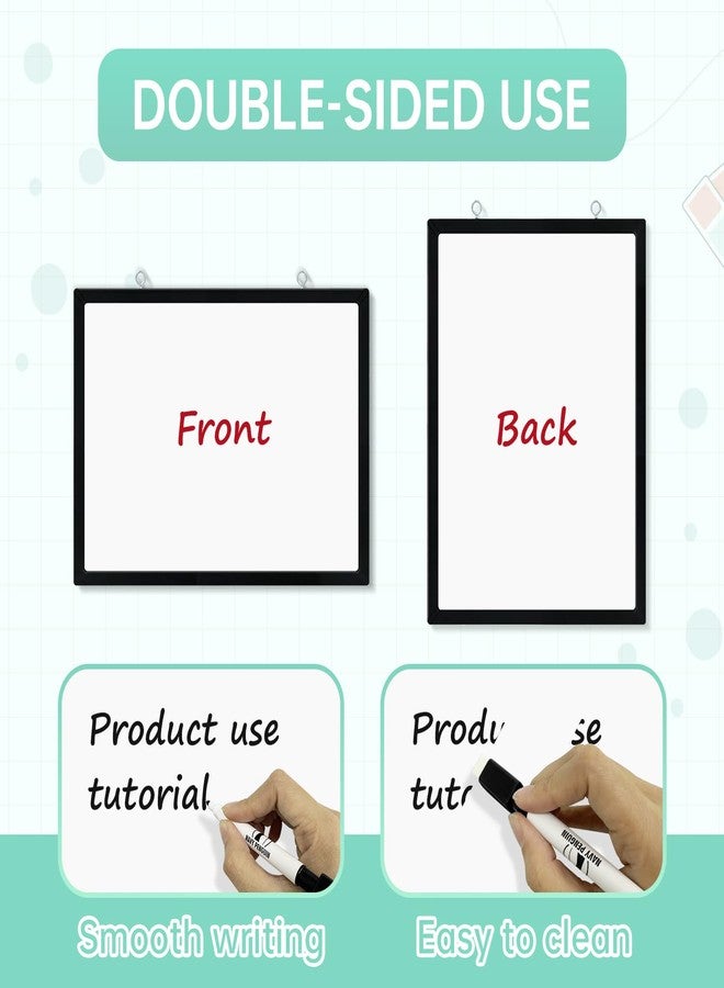 Navy Penguin White Board Mini Kit - 9 x 12 in Whiteboard with 2 Dry Erase Markers and 6 Magnetic Notes - Small Double-Sided Wall Hanging Dry Wipe Off Board for Home and Office - Image 2