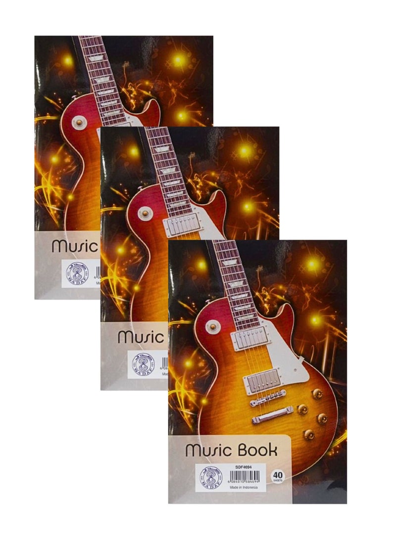 Sadaf A4 Size Music Book, 40 Sheets (Pack of 3) - Image 1