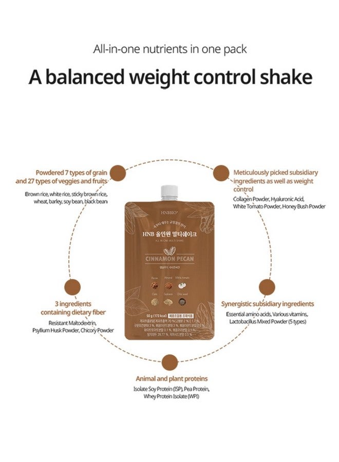 Generic Korean Food All-In-One Multi Shake Cinnamon Pecan(50g*7 Packs) Dietary Fiber, Essential Amino Acids, Vitamins, 7-Day Convenient Individual Packs (12.35 oz)  - Image 3