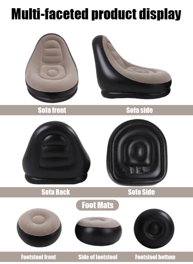 Generic Multi-color inflatable lazy sofa with legs, two-piece set, modern casual home velvet inflatable sofa and lounge chair  - Image 5
