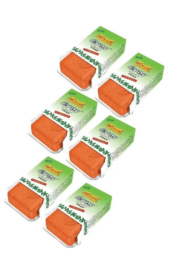 بياري صابون بياري النباتي الطبيعي المصنوع يدويًا من الأيورفيدا والكركم (عبوة من 6 قطع) - Image 2