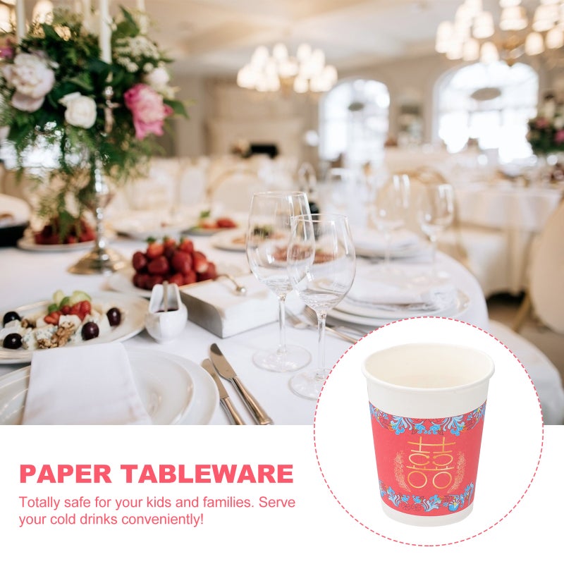 50pcs Chinese Wedding Paper Mug Thicken Paper Cup Drinking Holder for Wedding - Image 2