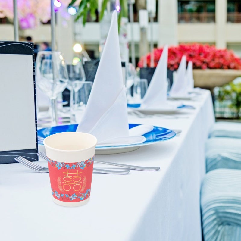 50pcs Chinese Wedding Paper Mug Thicken Paper Cup Drinking Holder for Wedding - Image 3