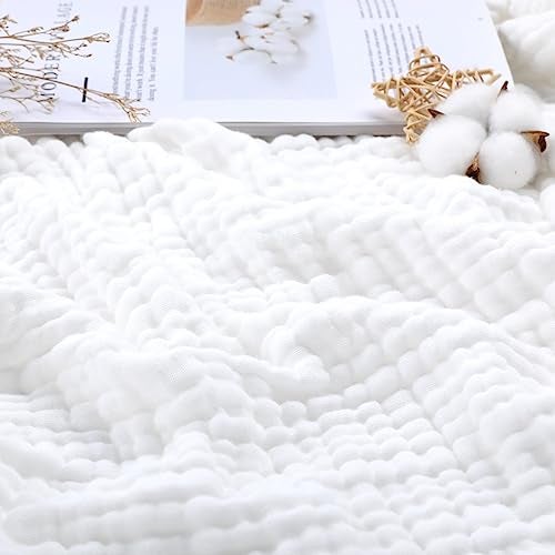 Yoofoss Muslin Blanket 100% Organic Cotton Large Twin Size 60" x 80" for Bed Couch Summer Gauze Blanket for Adults Lightweight and Breathable White - Image 3