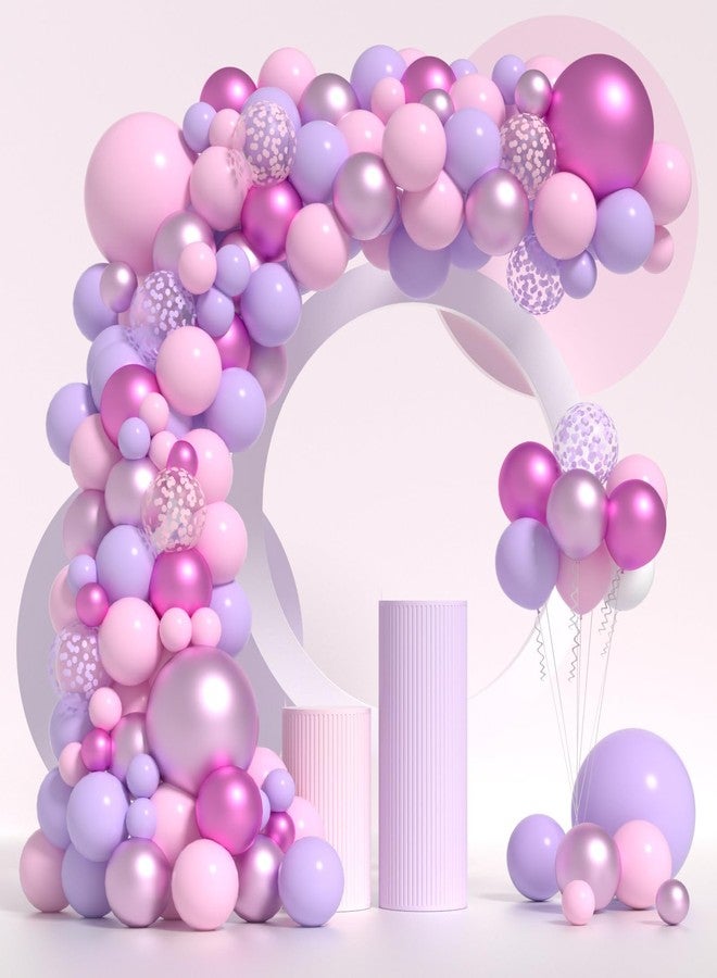 Janinus Pink and Purple Balloons Garland Arch Kit Different Sizes 18 12 5 Inch Purple Pink Confetti Balloons for Women Girls Birthday Baby Shower Wedding Bridal Shower Party Decorations - Image 1