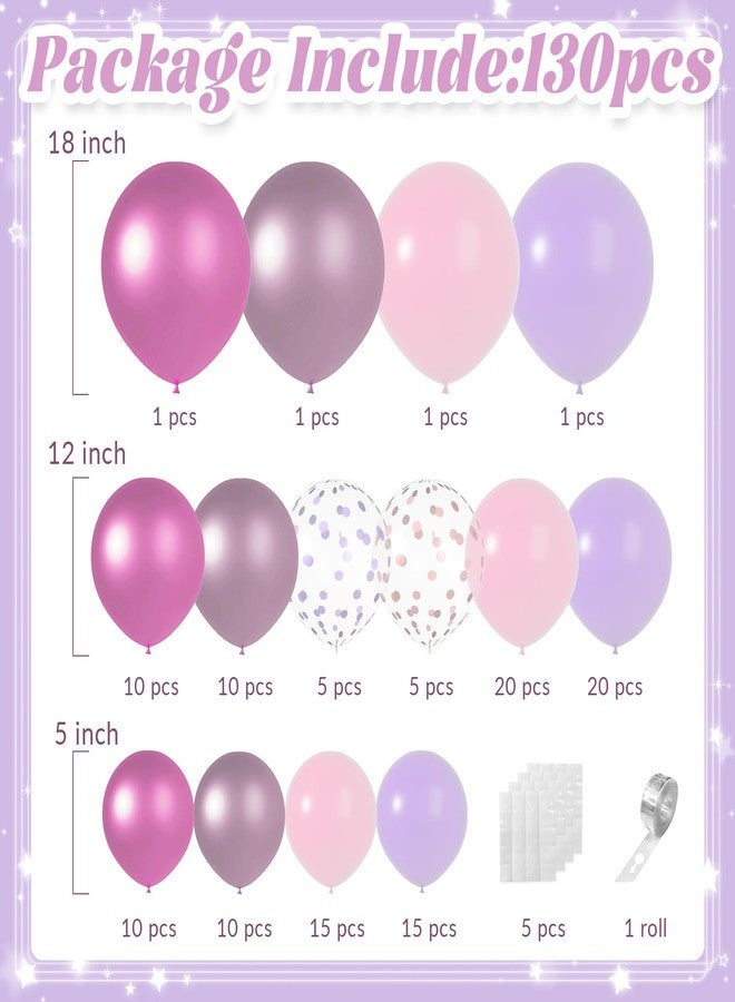 Janinus Pink and Purple Balloons Garland Arch Kit Different Sizes 18 12 5 Inch Purple Pink Confetti Balloons for Women Girls Birthday Baby Shower Wedding Bridal Shower Party Decorations - Image 2