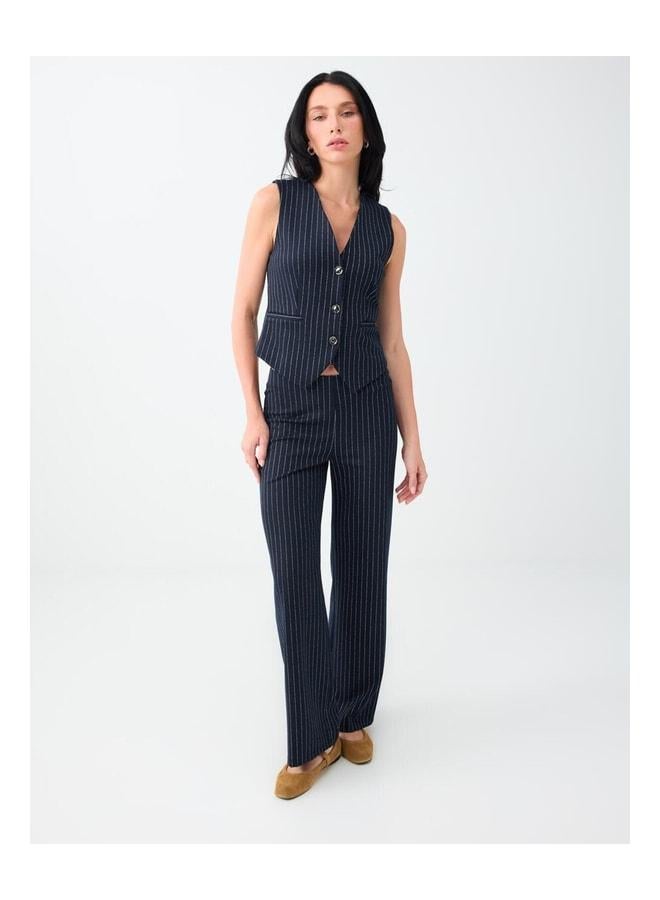 Jimmy Key Navy Stripe Pattern Pocket-Detail Vest. - Image 2