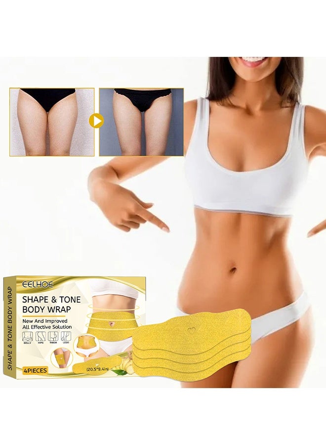 EELHOE 4 Patches Shape & Tone Body Wrap, Slimming Patch, Weight Loss Patch, Promotes Fat Burning On The Abdomen, Tightens The Waist, Anti-Cellulite, Supports Fast Weight Loss, Thin Patch Navel Stick Burning Fat Weight Loss For Body Beauty, Toning Contouring Firming - Image 1
