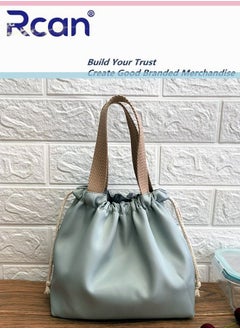 Rcan Canvas Lunch Bags for Women Girl Waterproof Reusable Lunch Tote Bag with Drawstring for Work School Travel Picnic 
